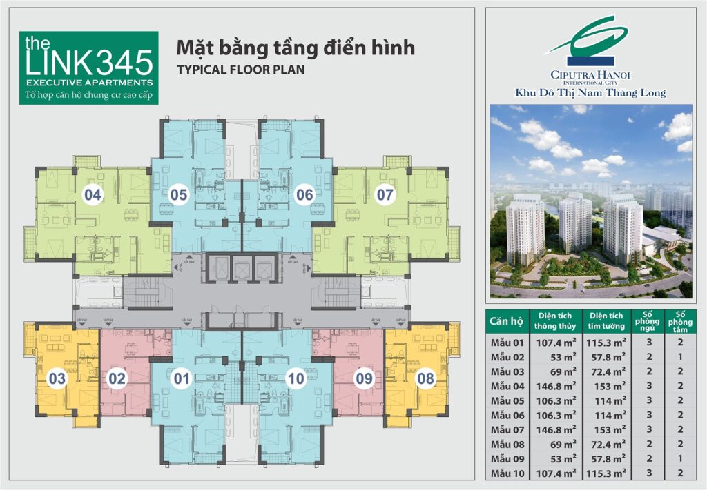 mặt bằng the link 345 ciputra