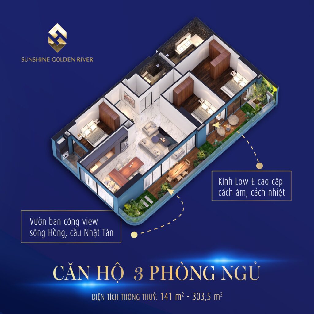 can ho 3 phong ngu sunshine golden river